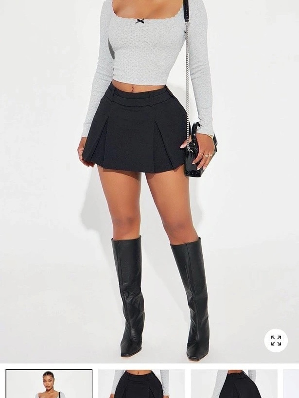 Fashion Nova Black Stretch Woven Low Rise Pleated Micro Mini Skirt Pleated